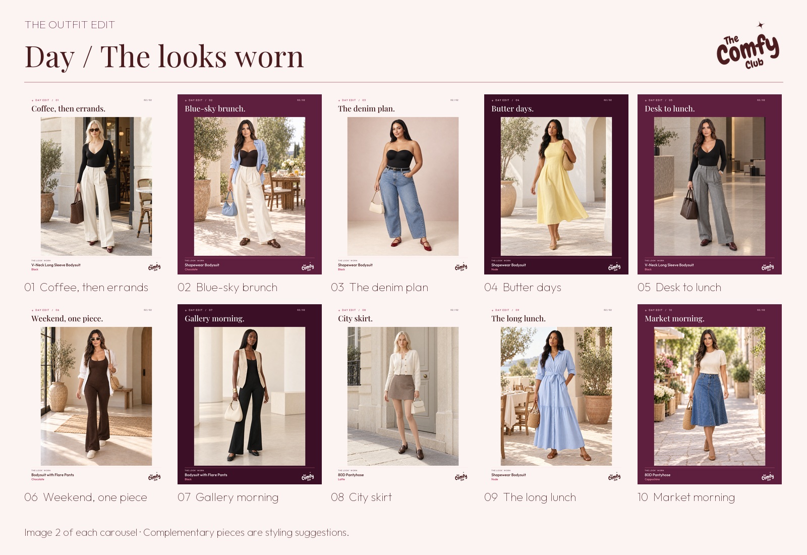 Overview of the ten delivered daytime worn looks